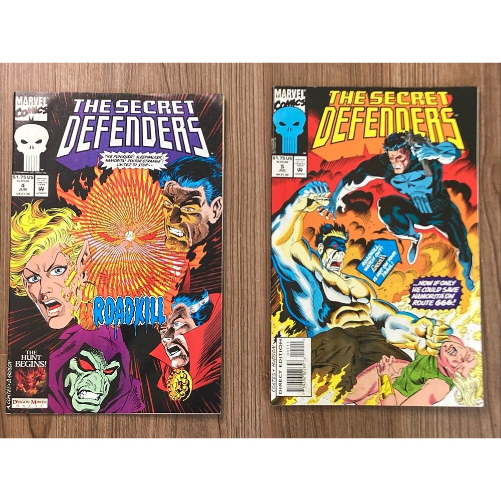 Secret Defenders, The Punisher, Roadkill No. 4 & 5 (1993) Marvel Comic Book Lot